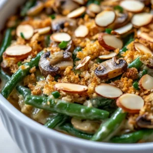 This wholesome green bean casserole from scratch is the perfect embodiment of comfort food, bringing together a medley of fresh ingredients to create a rich and savory dish. Unlike the traditional versions loaded with canned soups, this recipe celebrates the natural flavors and textures of fresh green beans, mushrooms, and aromatic vegetables. The result is a delightful casserole that is both hearty and healthy, making it an ideal choice for family dinners or holiday gatherings.