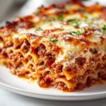 Classic Homemade Lasagna is a warm, inviting dish that brings together layers of rich and savory flavors, making it a cherished favorite in kitchens worldwide. The harmonious combination of perfectly cooked lasagna noodles, a hearty meat sauce, creamy ricotta filling, and generous amounts of melted mozzarella and Parmesan cheese creates a wonderfully satisfying centerpiece for any meal. This lasagna is not just about taste; it also offers a beautiful presentation that is sure to impress your family and guests alike.