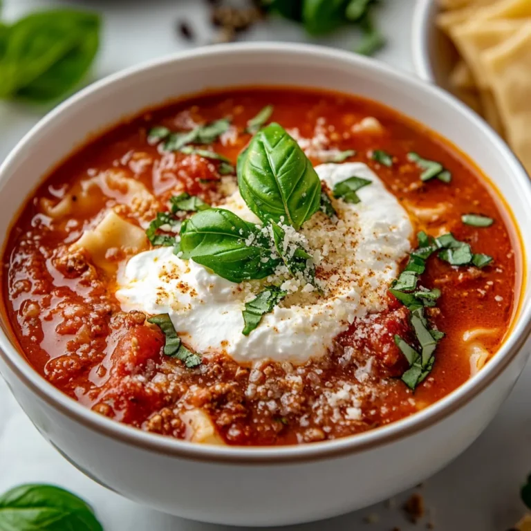 In the realm of comfort food, few dishes evoke warmth and satisfaction like a hearty bowl of soup. This Enchanted Lasagna Soup marries the beloved flavors of traditional lasagna with the cozy, inviting essence of a soup. Picture a chilly evening, where you find solace in a flavorful bowl filled with the comforting ingredients reminiscent of lasagna, all while being infused with a rich broth. This dish is perfect for gatherings with loved ones, offering a delightful way to share the experience of a classic meal in a novel format. With every spoonful, you will enjoy the harmonious blend of savory sausage, tender noodles, and creamy cheeses, making it an instant favorite for both casual meals and special occasions.