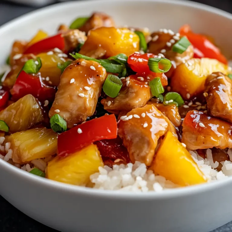 Delve into the world of tropical cuisine with this delightful recipe for Tropical Pineapple Chicken with Fragrant Rice. An amalgamation of savory chicken, vibrant bell peppers, and sweet pineapple creates a symphony of flavors. This dish not only tantalizes your taste buds but also transports you to sunnier shores with every bite. Imagine sitting on a beach, the sun warming your skin as you enjoy each spoonful of tender chicken and juicy pineapple paired with fluffy jasmine rice.