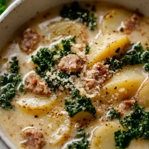 Delve into a bowl of comfort with Savory Zuppa Toscana Bliss, a hearty soup that beautifully blends flavors and textures. This Italian-inspired dish is perfect for chilly evenings, providing warmth and satisfaction in every spoonful. The combination of savory sausage, tender potatoes, vibrant kale, and a cream-rich broth makes this recipe perfect for family gatherings or even a soothing solo dinner, capturing the essence of Italian cuisine.