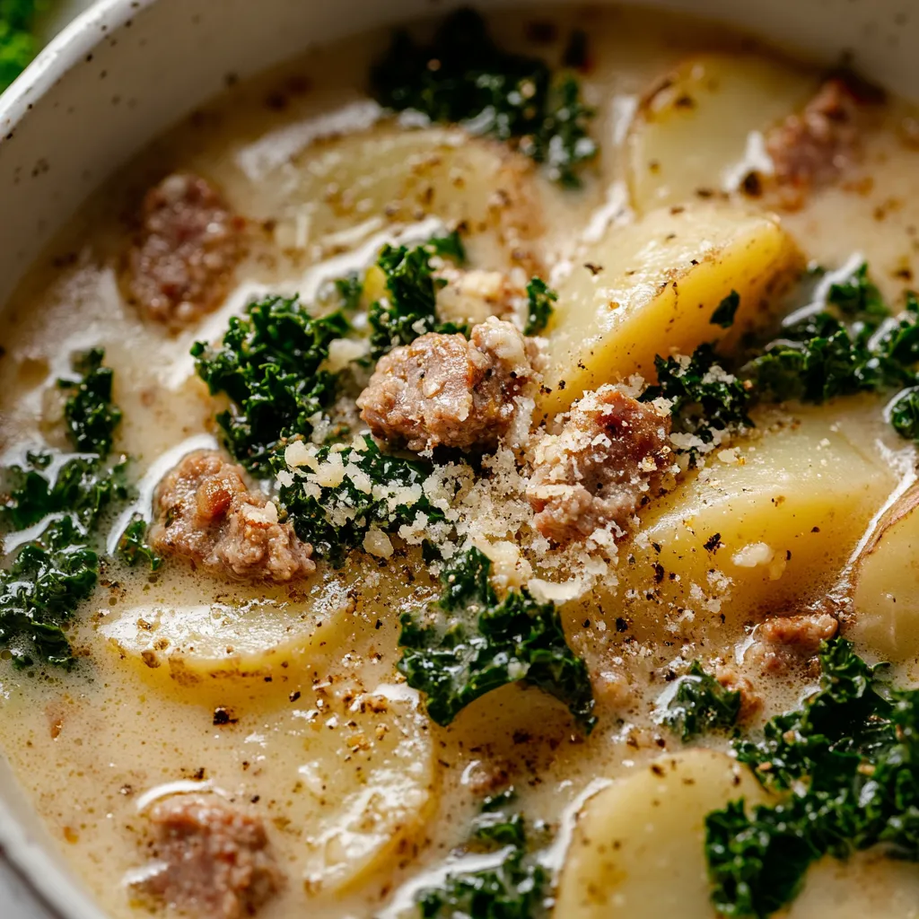 Delve into a bowl of comfort with Savory Zuppa Toscana Bliss, a hearty soup that beautifully blends flavors and textures. This Italian-inspired dish is perfect for chilly evenings, providing warmth and satisfaction in every spoonful. The combination of savory sausage, tender potatoes, vibrant kale, and a cream-rich broth makes this recipe perfect for family gatherings or even a soothing solo dinner, capturing the essence of Italian cuisine.