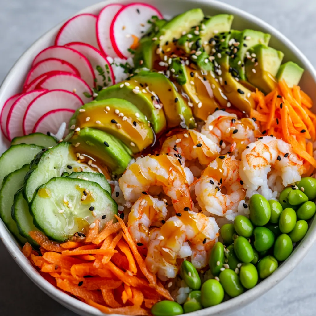 Delve into the vibrant world of sushi bowls, where fresh ingredients come together for a delightful feast for both the eyes and the palate. The Rainbow Sushi Bowl Delight is a celebration of color and flavor, ideal for both casual dinners and special occasions. Each serving is an artistic arrangement of textures and tastes that not only satiates hunger but also brings a burst of freshness to your dining table. This dish is not just visually stunning; it combines healthful ingredients that provide essential nutrients and antioxidants, making it as nutritious as it is delicious.