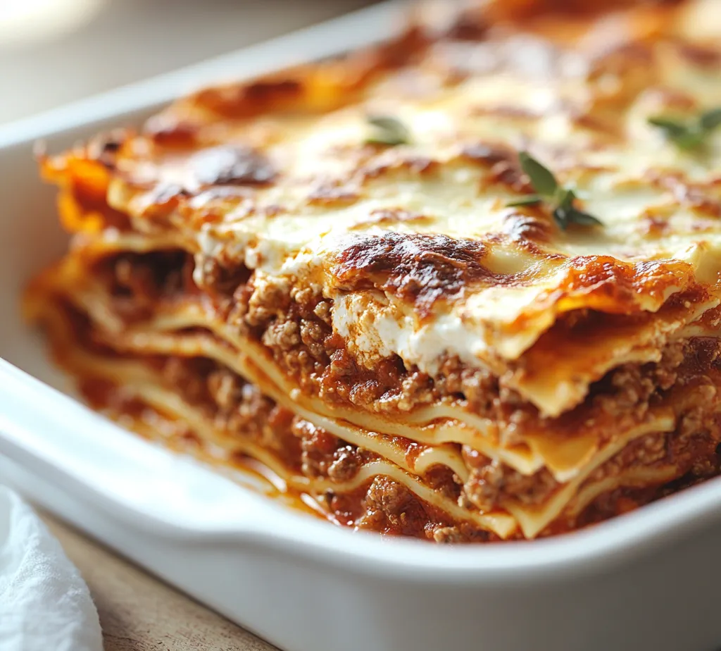 Classic Homemade Lasagna is a warm, inviting dish that brings together layers of rich and savory flavors, making it a cherished favorite in kitchens worldwide. The harmonious combination of perfectly cooked lasagna noodles, a hearty meat sauce, creamy ricotta filling, and generous amounts of melted mozzarella and Parmesan cheese creates a wonderfully satisfying centerpiece for any meal. This lasagna is not just about taste; it also offers a beautiful presentation that is sure to impress your family and guests alike.