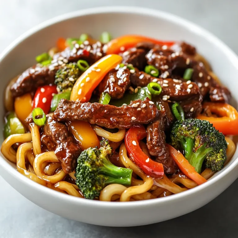 Spicy Beef and Black Pepper Udon Noodles is a delightful dish that brings together the hearty texture of udon noodles and the robust flavors of marinated beef. This recipe is quick to prepare, making it a perfect choice for weeknight dinners or when you're craving a flavorful yet simple meal. With juicy beef sirloin, vibrant vegetables, and a peppery kick, this dish is sure to impress both family and friends.