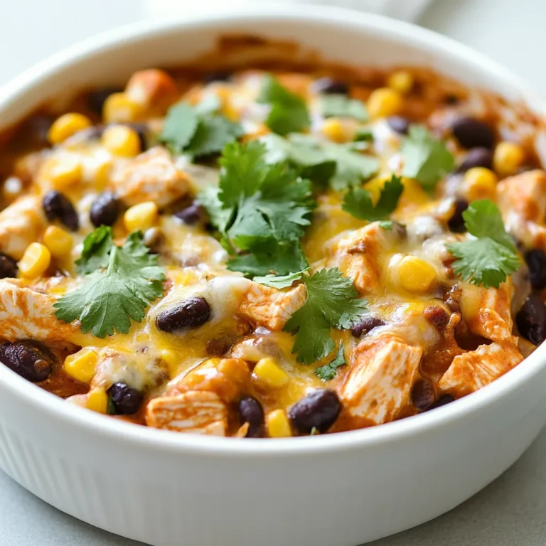 The Chicken Black Bean Enchilada Skillet Delight is a quick and satisfying dish that embodies the vibrant flavors of Mexican cuisine. This one-pan meal combines tender chicken, hearty black beans, fresh vegetables, and gooey cheese, all simmered together in a rich enchilada sauce. Perfect for busy weeknight dinners, this recipe not only saves time but also brings a burst of flavor to the table, making it a family favorite. It showcases a blend of textures and tastes that come together harmoniously, proving that wholesome meals can be both easy and delightful.
