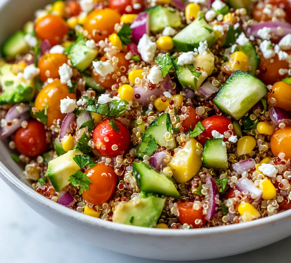 The vibrant rainbow quinoa salad is a perfect blend of colors, flavors, and nutrition. This dish is bursting with freshness, making it a delightful choice for summer gatherings or wholesome weekday meals. Gluten-free and packed with plant-based ingredients, it not only satisfies hunger but also provides a nutrient-rich option for health-conscious individuals. With simple preparation steps and minimal cooking, this salad can become a staple in your kitchen.