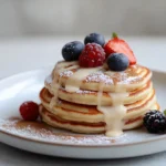 The delightful intersection of pancakes and cinnamon rolls is brought to life in this Cinnamon Roll Pancakes Delight recipe. With the fluffy texture of pancakes layered with the sweet, spicy whirl of cinnamon and finished with a rich cream cheese glaze, each bite is a comforting experience that promises to brighten your breakfast table. These pancakes combine the best elements of brunch favorites in a single dish, ensuring that every family member or guest will be delighted.