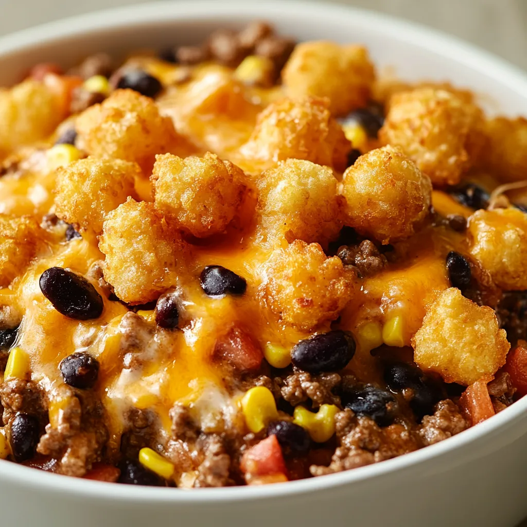 Discover the heartwarming comfort of the Ultimate Cowboy Casserole with Tater Tots—a delightful dish that embodies the spirit of classic American cooking. This casserole combines savory ground meat, zesty beans, and sweet corn, topped with crispy tater tots and gooey cheddar cheese. It makes a perfect centerpiece for gatherings, weeknight dinners, or even a cozy solo meal. With its rich flavors and satisfying textures, indulge in this crowd-pleaser that appeals to both adults and kids alike.