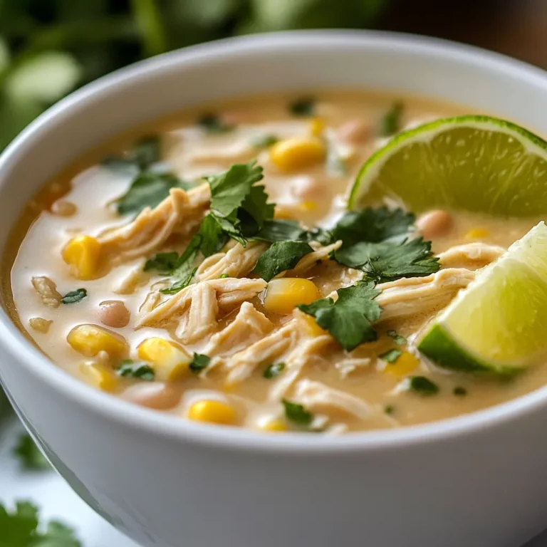 Creamy slow-cooker white chicken chili is a delightful dish that captures the essence of comfort food in every spoonful. This hearty creation blends tender chicken with a variety of ingredients, resulting in a velvety texture and a burst of flavor that warms both the heart and the soul. It is the epitome of cozy eating, perfect for chilly evenings or casual family gatherings, and is equally satisfying whether enjoyed alone or paired with crusty bread or cornbread.