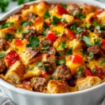 The festive season is a wonderful time for family gatherings and sharing delicious meals. A standout dish that can elevate any holiday brunch is the Cheerful Holiday Breakfast Casserole. This delightful recipe combines hearty ingredients layered together and baked to perfection, making it a perfect centerpiece for your morning table. The combination of crusty bread soaked in a creamy egg mixture, enriched with breakfast sausage and colorful vegetables, creates a comforting and satisfying dish that everyone will adore.