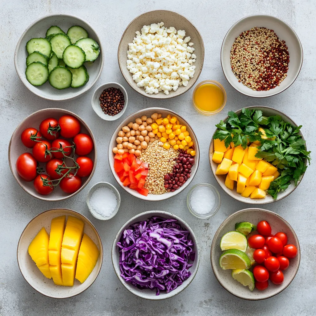The vibrant rainbow quinoa salad is a perfect blend of colors, flavors, and nutrition. This dish is bursting with freshness, making it a delightful choice for summer gatherings or wholesome weekday meals. Gluten-free and packed with plant-based ingredients, it not only satisfies hunger but also provides a nutrient-rich option for health-conscious individuals. With simple preparation steps and minimal cooking, this salad can become a staple in your kitchen.