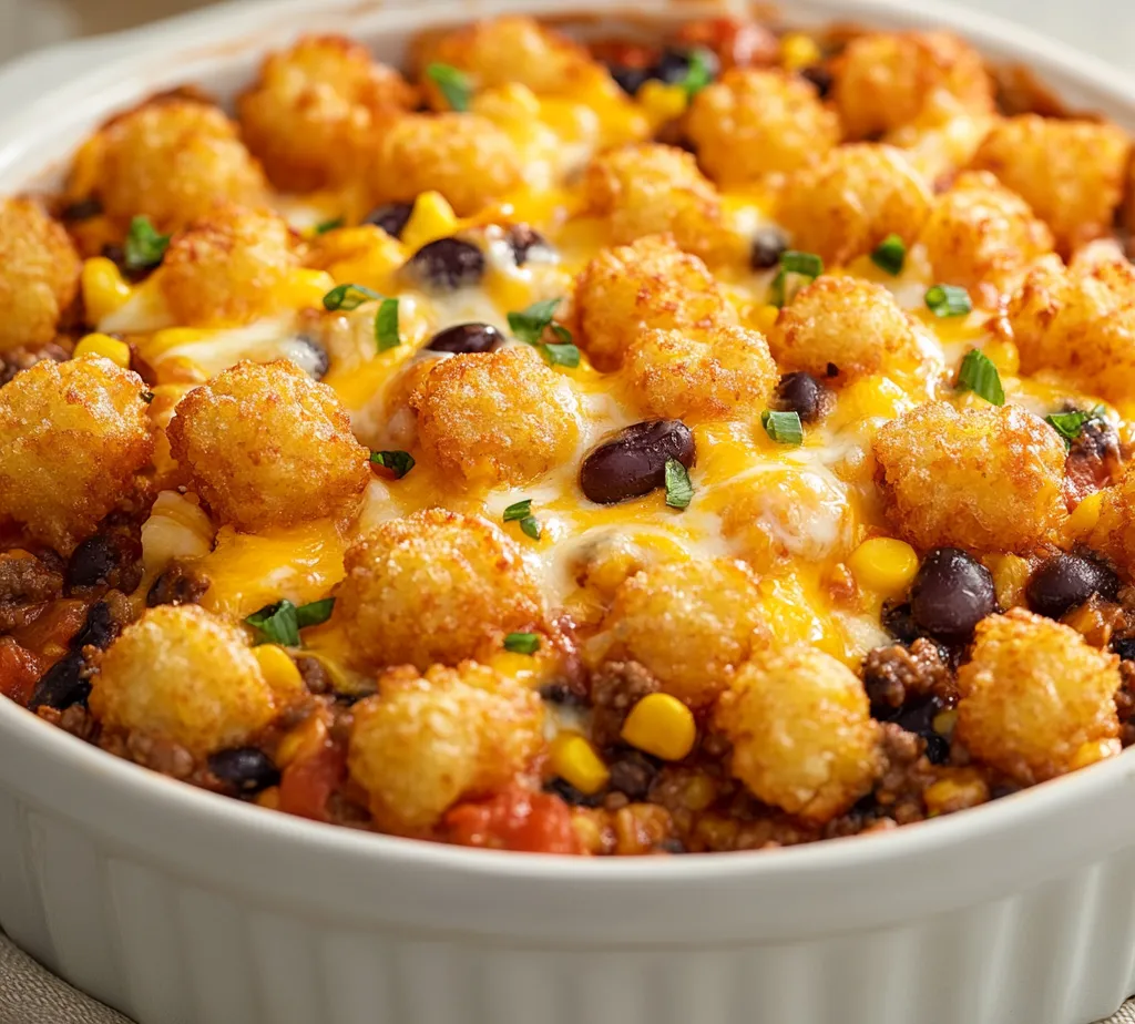 Discover the heartwarming comfort of the Ultimate Cowboy Casserole with Tater Tots—a delightful dish that embodies the spirit of classic American cooking. This casserole combines savory ground meat, zesty beans, and sweet corn, topped with crispy tater tots and gooey cheddar cheese. It makes a perfect centerpiece for gatherings, weeknight dinners, or even a cozy solo meal. With its rich flavors and satisfying textures, indulge in this crowd-pleaser that appeals to both adults and kids alike.