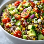 The vibrant rainbow quinoa salad is a perfect blend of colors, flavors, and nutrition. This dish is bursting with freshness, making it a delightful choice for summer gatherings or wholesome weekday meals. Gluten-free and packed with plant-based ingredients, it not only satisfies hunger but also provides a nutrient-rich option for health-conscious individuals. With simple preparation steps and minimal cooking, this salad can become a staple in your kitchen.