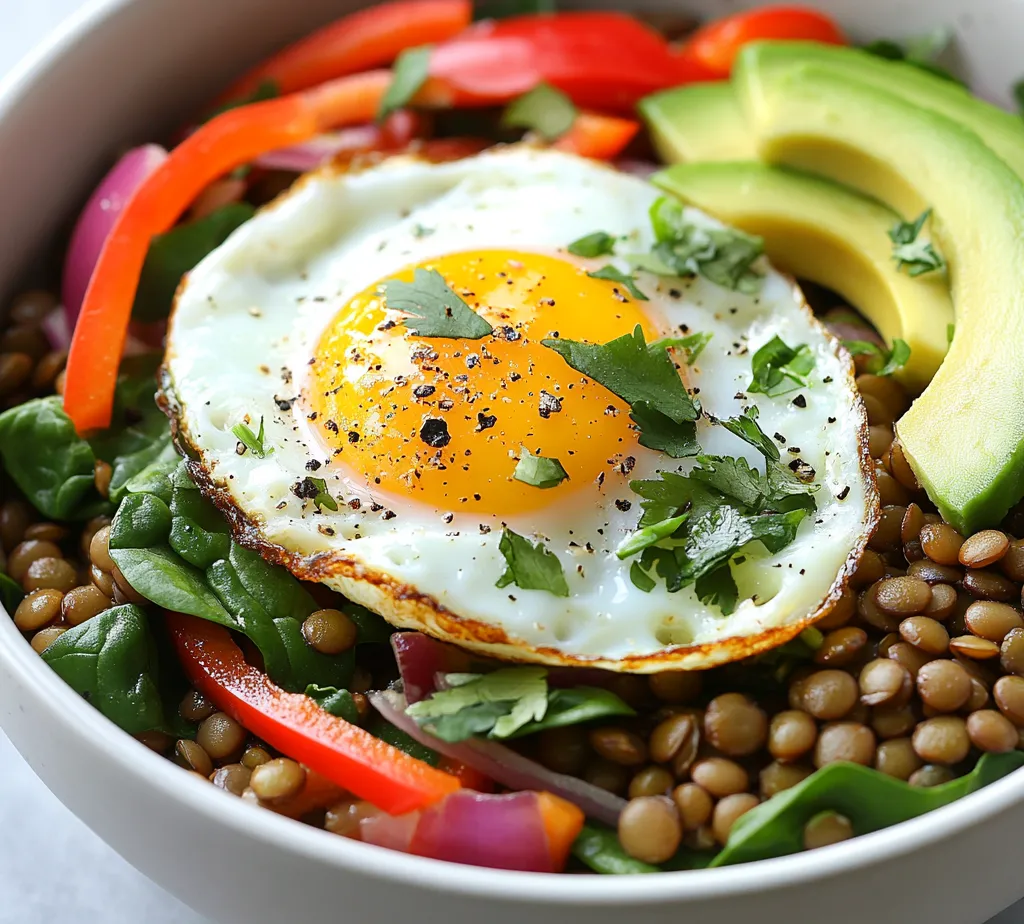 The Savory Lentil Breakfast Bowl is a nourishing and flavorful dish that exemplifies the beauty of a wholesome breakfast. Packed with protein-rich lentils, vibrant vegetables, and creamy avocado, this breakfast bowl is not only easy to make but also adjustable to personal taste preference. The richness of the eggs combined with the earthy flavors of lentils creates a delightful balance that will energize your morning.