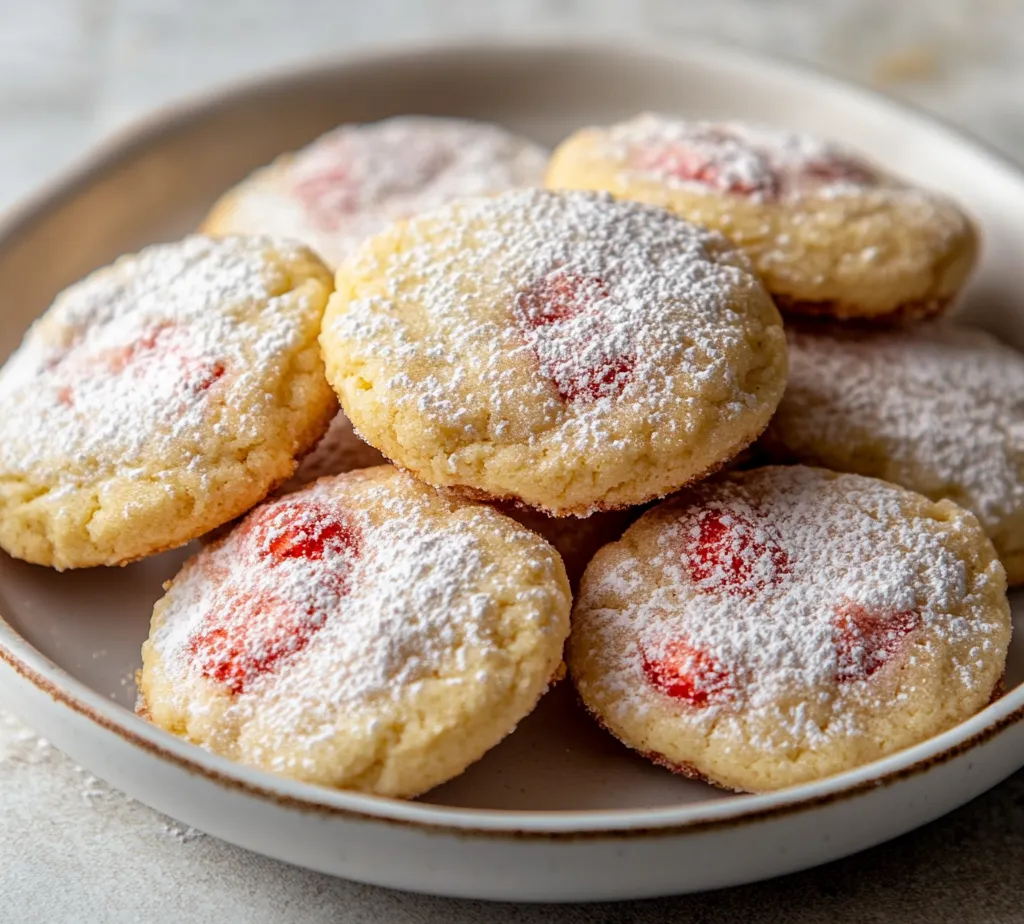 Strawberry Bliss Sugar Cookies are an enchanting treat that beautifully marries the sweet, juicy taste of fresh strawberries with the classic appeal of sugar cookies. These delightful cookies boast a soft and chewy texture, complemented by a hint of vanilla and almond, making them an irresistible choice for gatherings or a cozy afternoon snack. Beyond their captivating flavor, the vibrant color brought by the pureed strawberries adds an appealing touch that makes these cookies visually striking. Whether you're baking for a birthday party, a picnic, or simply to indulge yourself, these cookies provide a sweet moment of joy and bliss.
