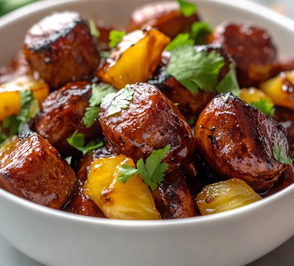 Pineapple Hasselback Kielbasa Bites present a delightful combination of smoky, sweet, and savory flavors that resonate with all palates. These vibrant bites, showcasing juicy kielbasa and caramelized pineapple, bring a fresh twist to traditional sausage dishes. The melding of savory kielbasa with the sweet notes of a fresh pineapple creates a unique gastronomic experience that is capable of impressing guests at any gathering or serving as a fun family meal.