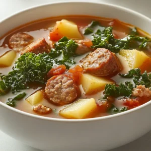 The Hearty Spicy Sausage and Kale Soup is an epitome of Italian comfort food, perfect for warming your soul on a chilly day. This savory dish is not only rich in flavor but also fuels the body with nutritious ingredients like kale and potatoes. Whether you are looking for a quick weeknight dinner or a savory dish to impress guests, this recipe blends spice, earthiness, and a hint of nutritious greens into every bowl.