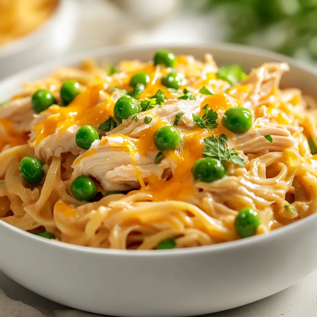 Delve into the comforting essence of American cuisine with this Delicious Ranch Chicken and Noodle Delight. Perfect for busy weeknights, this dish combines tender chicken, a creamy sauce, and hearty egg noodles in a flavorful ranch seasoning mix. The slow-cooked nature of this meal not only satisfies hunger but also enriches family mealtime with its rich flavors and inviting aroma. Imagine walking into your home after a long day to the warm, delectable scent wafting through the air, making this dish an instant comfort food classic that families will love.