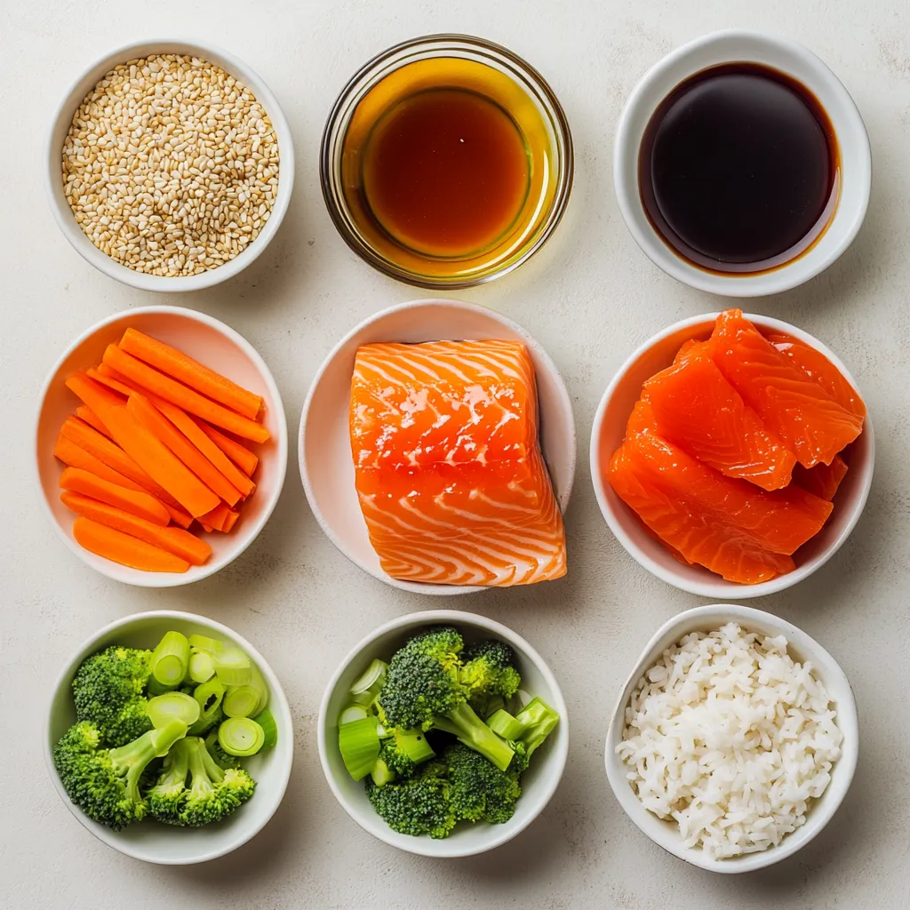 One-Pan Teriyaki Salmon Delight is a delightful dish that perfectly marries the rich, buttery flavor of fresh salmon with the vibrant crunch of sautéed vegetables, all coated in a sweet and savory teriyaki sauce. This dish not only serves as a visual feast but also offers a burst of flavors that are both comforting and invigorating. The combination of fresh salmon fillets, broccoli florets, bell peppers, and carrots makes for a colorful plate that highlights the use of wholesome ingredients.