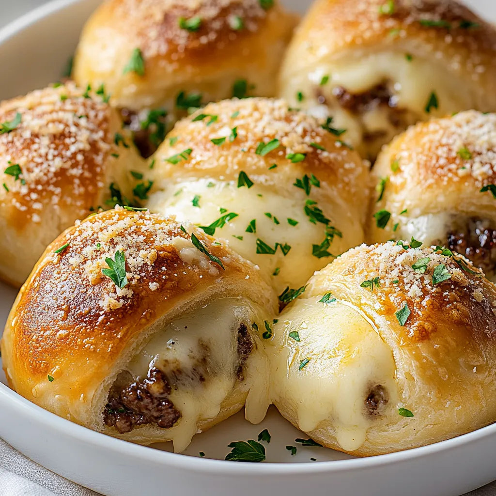 Exploring the delightful world of flavor combinations in this Garlic Parmesan Cheeseburger Bombs recipe promises a satisfying culinary experience. These bomb-shaped snacks are an imaginative twist on conventional cheeseburgers, merging the savory, juicy appeal of ground beef and melted cheddar cheese with the flaky goodness of crescent roll dough. Each bite is a comforting explosion of flavor, making them perfect for a variety of occasions—whether it's a festive gathering, a casual party, or simply a cozy night in with friends and family.