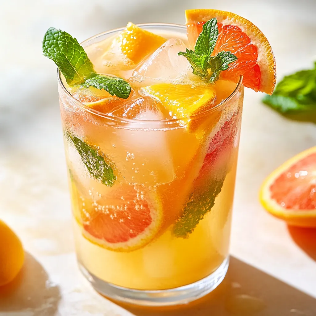 The Soft Orchard Sparkling Citrus Cooler is a vibrant and refreshing drink that captures the essence of summer with its combination of zesty citrus flavors. This invigorating beverage blends freshly squeezed orange, grapefruit, and lemon juices, creating a tangy yet sweet profile that is enhanced by a touch of honey or agave syrup. Added to this delightful mix is a hint of fresh mint, which elevates the drink with its aromatic freshness. Whether you’re hosting a sunny brunch, celebrating a special occasion, or simply enjoying a warm afternoon, this cooler is the perfect companion to quench your thirst.