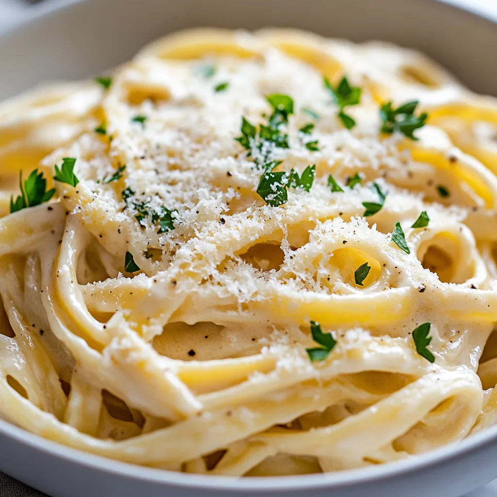 Garlic Parmesan Fettuccine Delight is a creamy, luxurious dish that epitomizes the heart of Italian cuisine. This recipe combines the rich and savory flavors of garlic and Parmesan cheese with perfectly cooked fettuccine, creating a meal that is both comforting and satisfying. The silky texture of the pasta enveloped in a creamy sauce makes it a crowd-pleaser that is also incredibly quick to prepare.