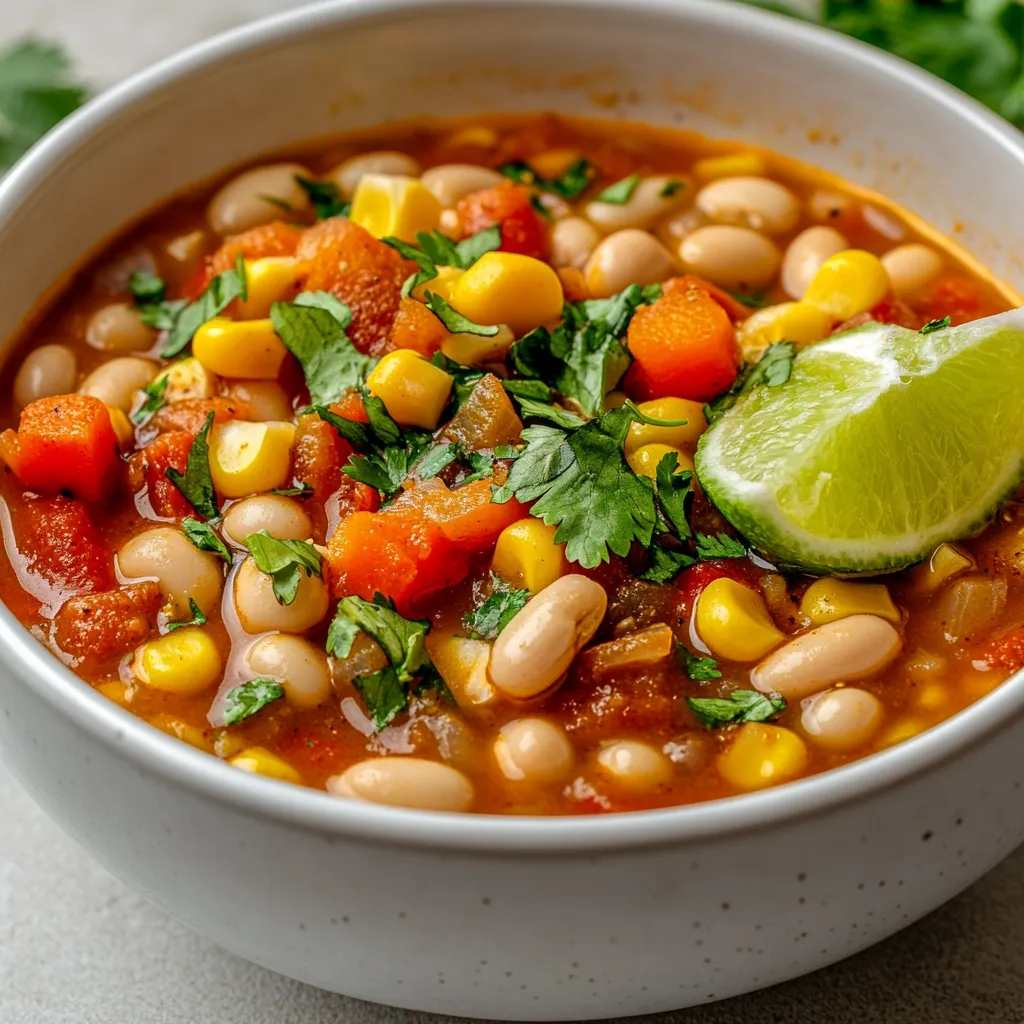 Vegan White Chili Delight is a wonderfully creamy and hearty dish that showcases the delightful blend of flavors typical in Mexican cuisine, all without any animal products. This white chili stands out for its rich texture and robust flavor, providing a satisfying meal for both vegans and meat-eaters alike. Perfect for a chilly night or a casual gathering, this dish proves that plant-based eating can be exceptionally delicious and fulfilling.