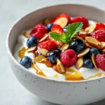 Exploring the delightful combination of flavors in Vanilla Berry Honey Almond Delight Yogurt, this recipe presents a luscious and healthy dessert option. With its creamy Greek yogurt base, the invigorating sweetness of honey, and the fresh burst of mixed berries, this treat is not only pleasing to the palate but also visually stunning. The harmonious blend of ingredients offers a unique culinary experience that’s perfect for various occasions. This dessert can be served at gatherings, family brunches, or as a refreshing finish to any meal, captivating everyone's taste buds and providing a wholesome indulgence.