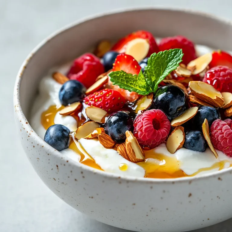 Exploring the delightful combination of flavors in Vanilla Berry Honey Almond Delight Yogurt, this recipe presents a luscious and healthy dessert option. With its creamy Greek yogurt base, the invigorating sweetness of honey, and the fresh burst of mixed berries, this treat is not only pleasing to the palate but also visually stunning. The harmonious blend of ingredients offers a unique culinary experience that’s perfect for various occasions. This dessert can be served at gatherings, family brunches, or as a refreshing finish to any meal, captivating everyone's taste buds and providing a wholesome indulgence.