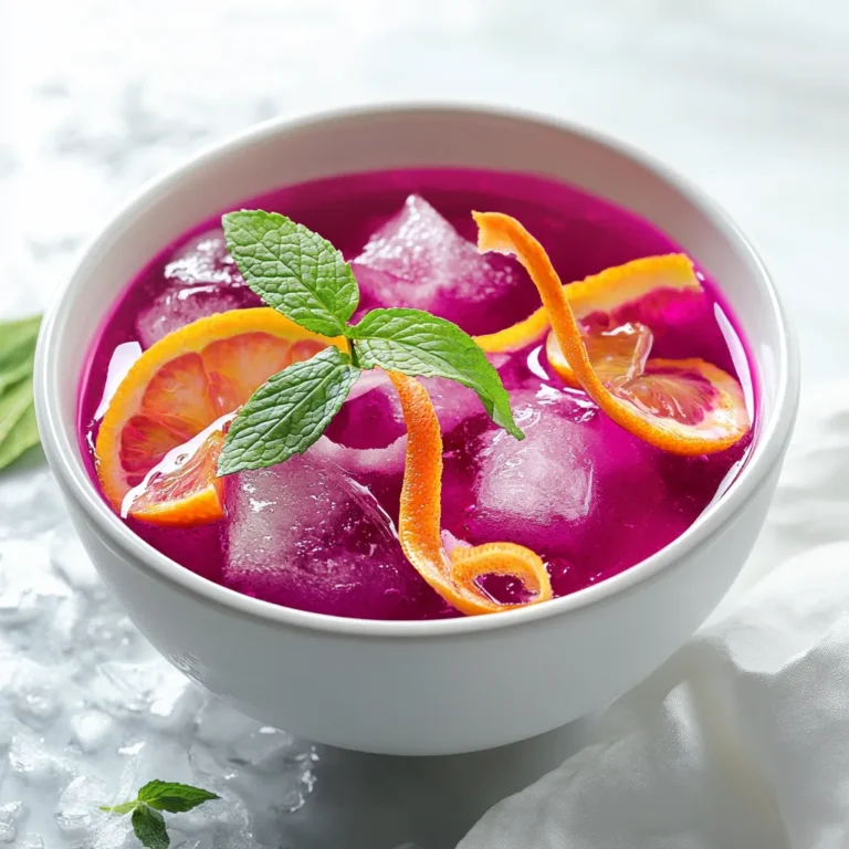 The Citrus Root Herbal Sparkler is a refreshing beverage that combines the earthy sweetness of beets and carrots with the zesty brightness of citrus. This wholesome drink is perfect for quenching your thirst on a warm day or as a vibrant addition to your next gathering. The colorful nature of this drink not only captivates the eye but also delights the palate with its unique blend of flavors and ingredients. Whether you're hosting a summer brunch or simply looking for a revitalizing treat to enjoy at home, the Citrus Root Herbal Sparkler is sure to impress.