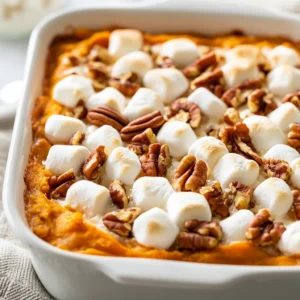 Sweet potato casseroles hold a cherished place within American culinary traditions. Known for their comforting flavors and delightful textures, they often steal the show during holiday feasts and family gatherings. This dish beautifully captures the essence of the savory-sweet flavor profile that epitomizes many beloved American recipes. It showcases how sweet potatoes, with their natural sweetness, can be harmoniously paired with rich, crunchy toppings like pecans, creating a satisfying experience that pleases palates of all ages.