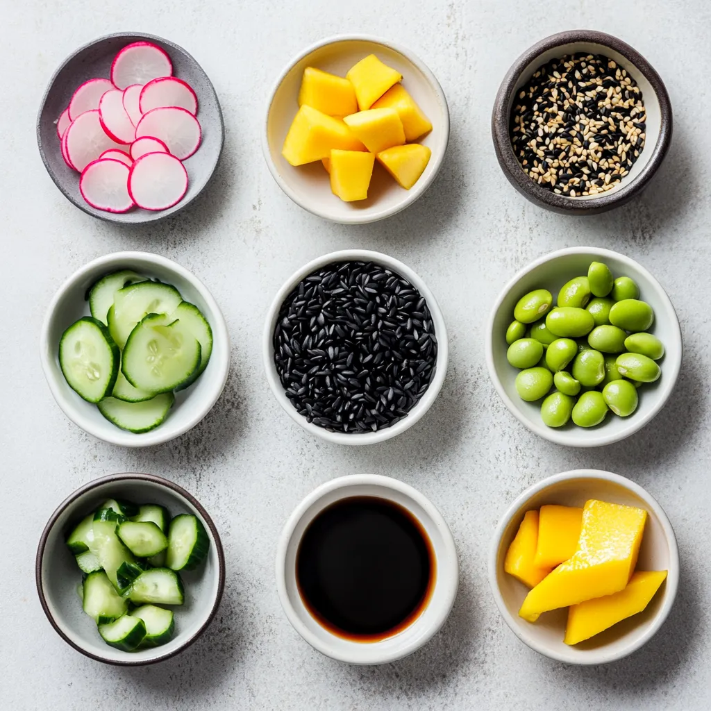 Embrace the tropical flavors and vibrant colors of the Hawaiian islands with the Black Rice Poke Bowl Delight. This delightful dish is not just visually appealing but also boasts a rich combination of textures and tastes that can elevate your meal. Made with wholesome black rice and a medley of fresh ingredients, this poke bowl is perfect for those looking for a healthy yet satisfying main course. Serve it at a casual gathering or as a refreshing family dinner, and you'll find everyone enjoying this delicious blend of flavors.
