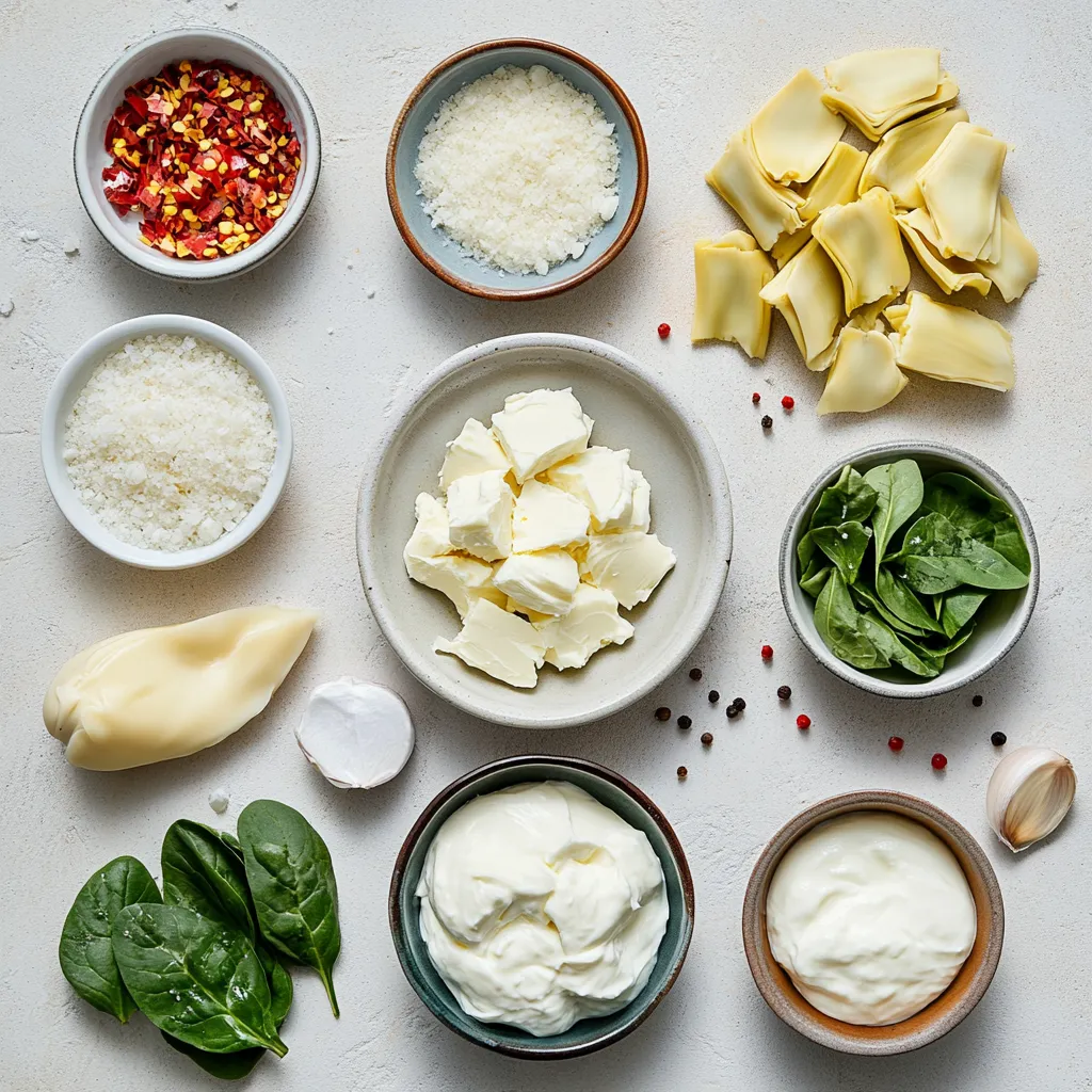 Exploring the world of appetizers, the Fiery Creamy Spinach and Artichoke Delight stands out as a crowd-pleaser. This creamy concoction balances the robust flavors of artichokes and spinach with the richness of cheese, making it a perfect starter for gatherings or cozy nights in. With its gooey, cheese-laden texture and a hint of spice from the optional red pepper flakes, this dish is sure to be a hit at any gathering or as a comforting snack during a relaxing evening at home.