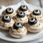 Spooky Stuffed Eyeball Mushrooms are perfect for anyone looking to add a playful and festive touch to their appetizer spread. With their creamy filling and eerie presentation, these mushrooms not only taste great but can also stir up a bit of Halloween fun. The incorporation of the black olives as an "eyeball" on top of each stuffed mushroom creates a delightful twist that is certain to intrigue and amuse your guests.