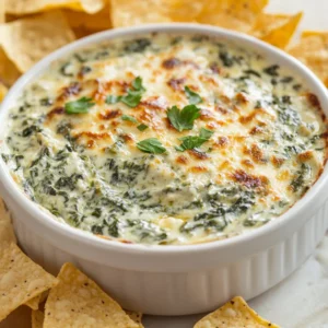 Dive into the world of appetizers with a crowd-pleasing treat that never fails to impress: Creamy Spinach and Artichoke Delight Dip. This rich and flavorful dip combines the goodness of spinach and artichokes with creamy ingredients, making it a nutritious choice for any occasion. Perfect as a starter or a party snack, this dip is not only simple to make but offers a deliciously satisfying experience.