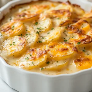 In the realm of comfort food, Cheesy Scalloped Potatoes stand out as a classic favorite, loved for their creamy texture and rich, cheesy flavor. This dish encapsulates the essence of home cooking; with each layer of thinly sliced potatoes enveloped in a luscious cream mixture, every bite invites warmth and nostalgia. Often served on special occasions, family gatherings, or just a cozy Friday night, these scalloped potatoes are not merely a side; they’re a centerpiece of flavor that everyone looks forward to.