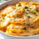 Indulging in comfort food does not get much better than this Cheesy Scalloped Potatoes Delight. A classic side dish, it brings together the creaminess of dairy, the richness of cheese, and the satisfying texture of perfectly sliced russet potatoes. This recipe not only elevates your dining experience but also serves as a quintessential American favorite, perfect for family gatherings and special occasions. Whether it's a holiday feast or an ordinary weekday dinner, this delightful dish is sure to impress with its decadent layers and hearty components.