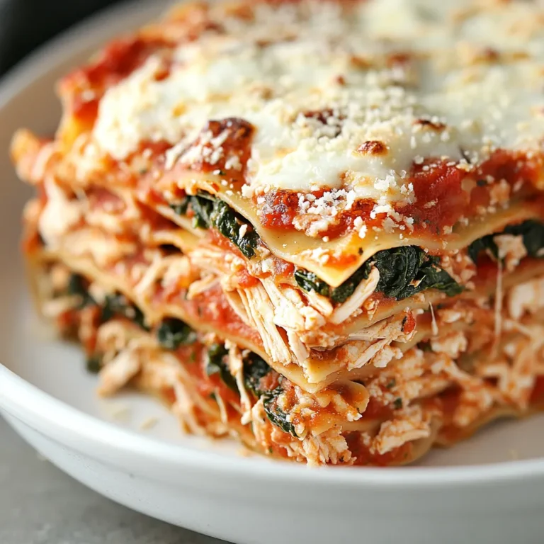 Savory Chicken Lasagna Delight is an Italian classic that elegantly merges wholesome ingredients with delightful flavors, elevating comfort food to new heights. As the name suggests, this dish is marked by layers of tender, juicy chicken, creamy ricotta, and vibrant spinach, all embraced by our favorite marinara sauce. It's unarguably a dish that promises to make your taste buds dance while catering to your nutritional desires.