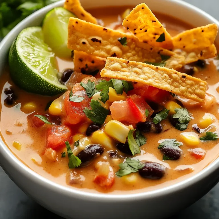 The allure of a warm, hearty soup can brighten any mealtime, and this rich and creamy Tortilla Soup delivers just that. Rooted in traditional Mexican flavors, this dish is ideal for cozy dinners or gatherings. Brimming with textures and scents that evoke comfort, it combines fresh ingredients with spices, creating an irresistible experience for your taste buds. Picture a steaming bowl of velvety soup, enriched with the flavors of savory black beans, sweet corn, and aromatic spices, garnished with crispy tortilla strips and fresh cilantro.