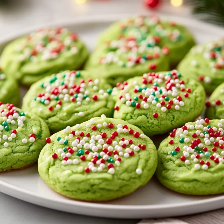 Delightful and festive, Grinch Sugar Cookies bring a whimsical touch to holiday gatherings. They are distinguished not only by their vibrant green hue but also by their soft, chewy texture and the sweet undertones of almond and vanilla. These cookies are perfect for putting a smile on the faces of loved ones, making them an essential part of your holiday baking repertoire.