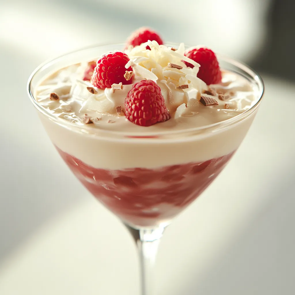 Delight your taste buds with the luxurious and visually stunning Creamy White Chocolate Raspberry Delight. This elegant cocktail combines the richness of white chocolate and the tartness of raspberries, creating a balance that is both indulgent and refreshing. Perfect for special occasions, this drink not only tantalizes the palate but also serves as a feast for the eyes. Every sip is a celebration, and its sophisticated presentation makes it an exceptional choice for cocktail parties, anniversaries, or cozy evenings at home.